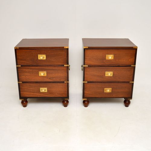 fig 1. Pair of Antique Mahogany Military Campaign Bedside Chests