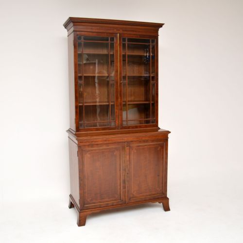 Antique Edwardian Inlaid Mahogany Bookcase
