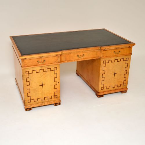 Antique Swedish Biedermeier Neoclassical Satin Birch Desk
