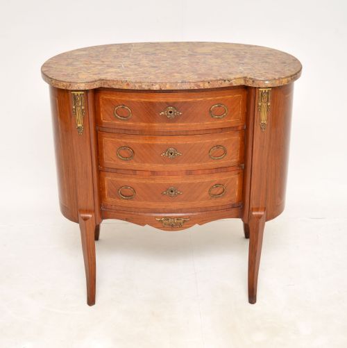 fig 1. Antique French Inlaid Kingwood Marble Top Commode
