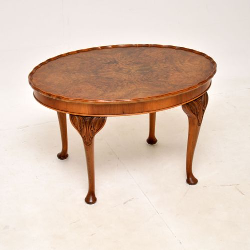 Antique Burr Walnut Pie Crust Coffee Table
