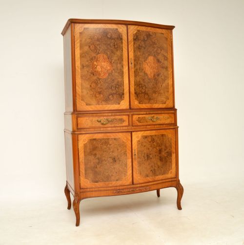 Antique French Inlaid Walnut Cocktail Drinks Cabinet
