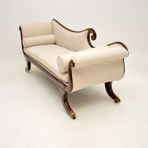 fig 1. Antique Regency Period Chaise Longue in Rosewood & Brass
