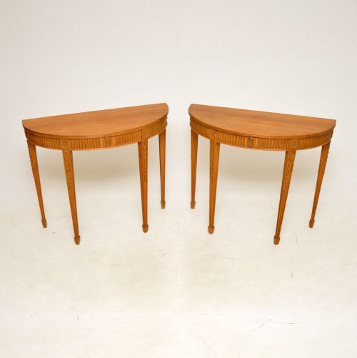 Pair of Adam Style Antique Pine Console Tables
