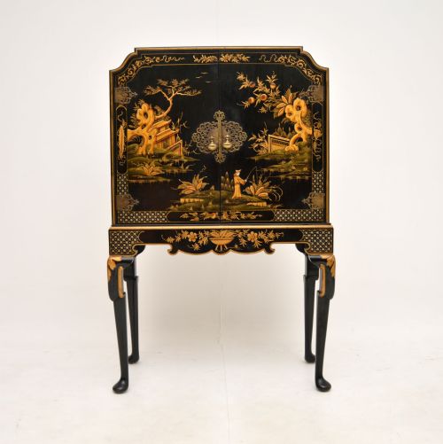 fig 1. Antique Lacquered Chinoiserie Cocktail Drinks Cabinet