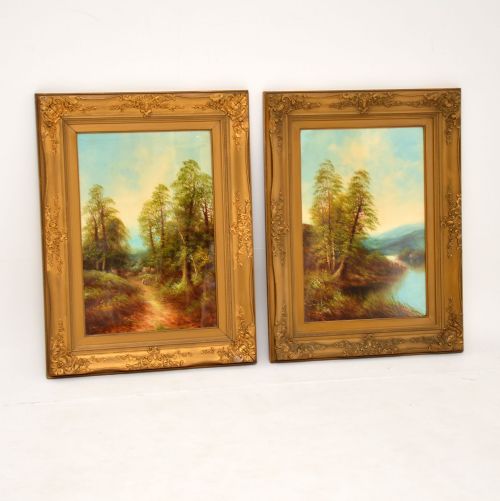 fig 1. Pair of Antique Victorian Oil Paintings by George Jennings