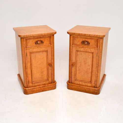Pair of Antique Victorian Birds Eye Maple Bedside Cabinets
