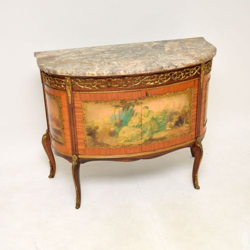 Antique French Marble Top Painted Cabinet

