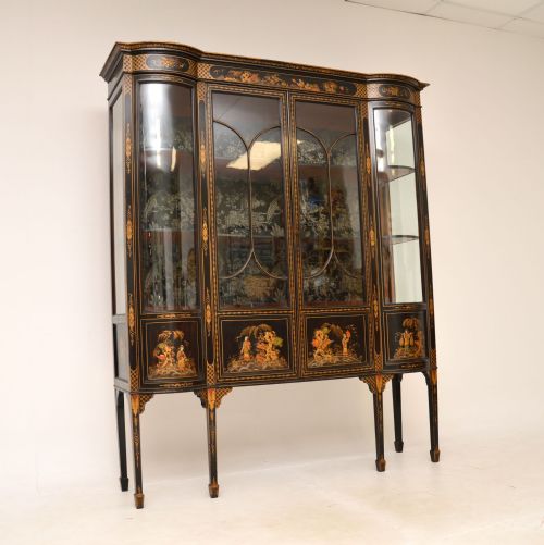 Antique Lacquered Chinoiserie Display Cabinet
