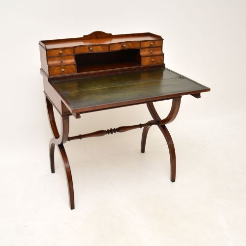 fig 1. Antique Mahogany and Leather Escritoire Desk