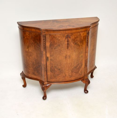 Antique Burr Walnut Queen Anne Style Cabinet
