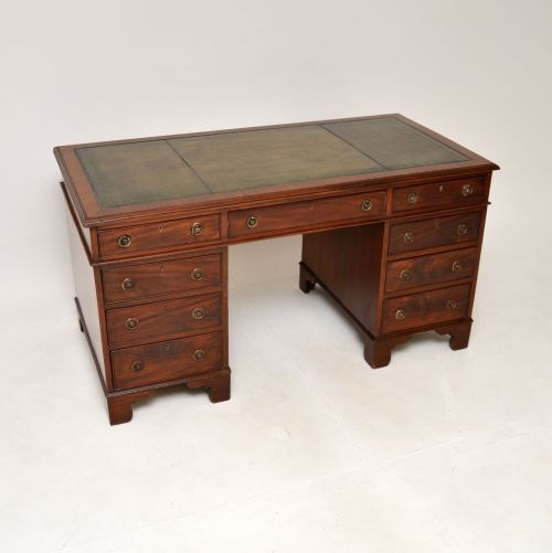 Antique Georgian Mahogany Leather Top Pedestal Desk
