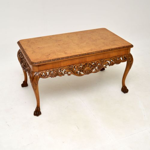 Antique Burr Walnut Queen Anne Style Coffee Table
