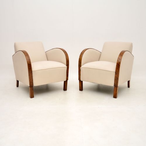 Pair of Art Deco Armchairs in Satin Birch
