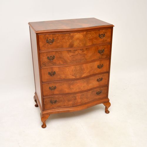 Antique Burr Walnut Serpentine Chest of Drawers
