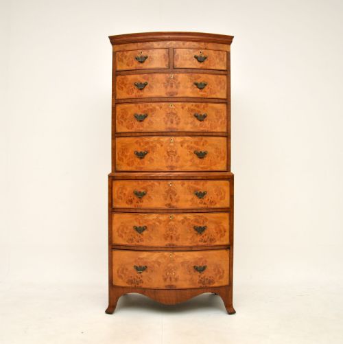fig 1. Antique Burr Walnut Chest on Chest of Drawers