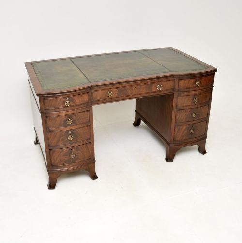 Antique Mahogany Leather Top Pedestal Desk

