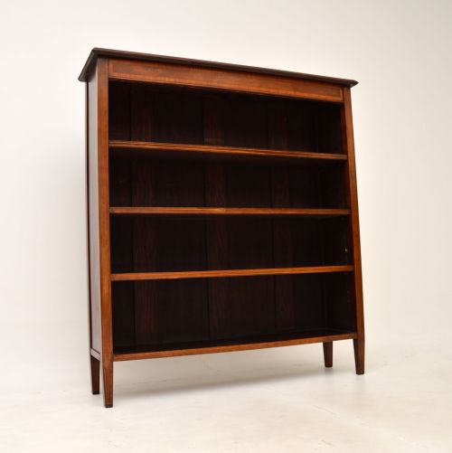 Antique Edwardian Inlaid Mahogany Open Bookcase
