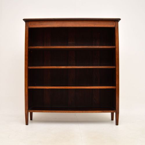 fig 1. Antique Edwardian Inlaid Mahogany Open Bookcase