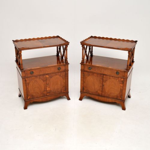 Pair of Antique Yew Wood Side Cabinets
