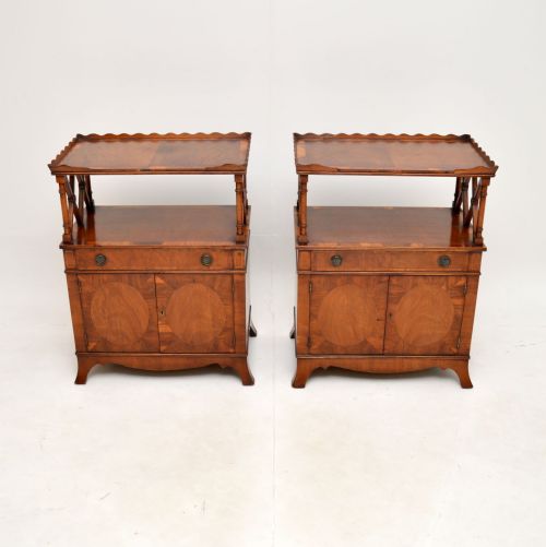 fig 1. Pair of Antique Yew Wood Side Cabinets