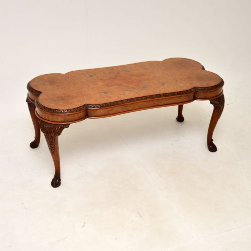 Antique Queen Anne Style Burr Walnut Coffee Table
