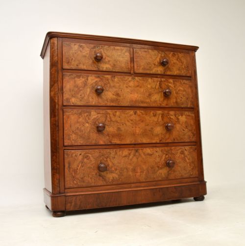 Large Antique Victorian Burr Walnut Chest of Drawers
