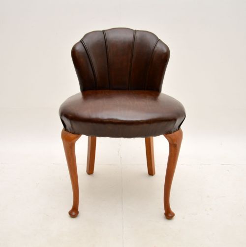 fig 1. Art Deco Leather Scallop Back Stool
