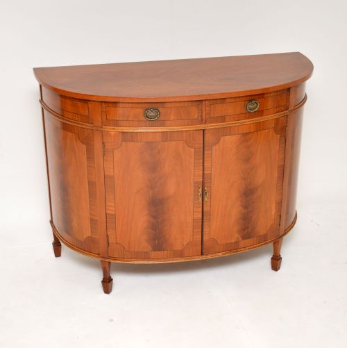 Antique Sheraton Style Inlaid Mahogany Bow Front Cabinet
