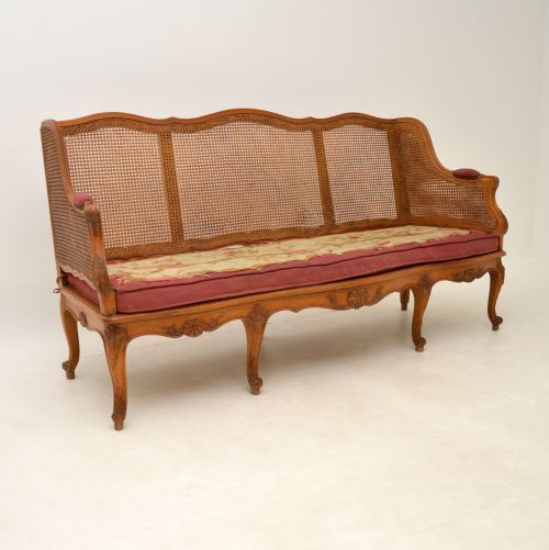 Antique French Carved Walnut Bergere Sofa
