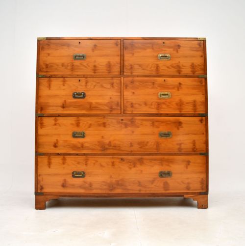 fig 1. Antique Yew Wood Military Campaign Chest of Drawers
