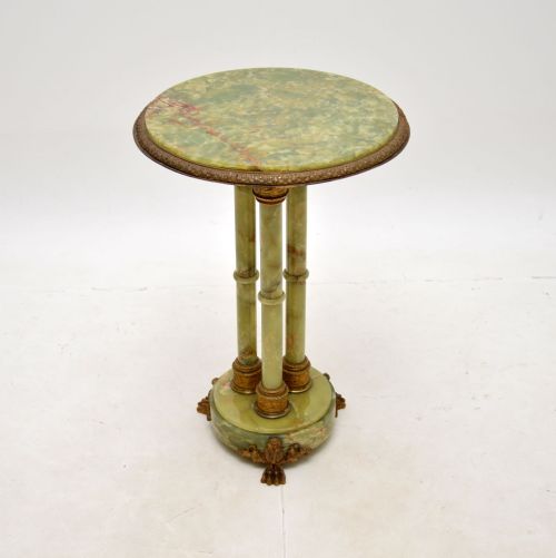 Antique French Onyx and Gilt Metal Occasional Side Table

