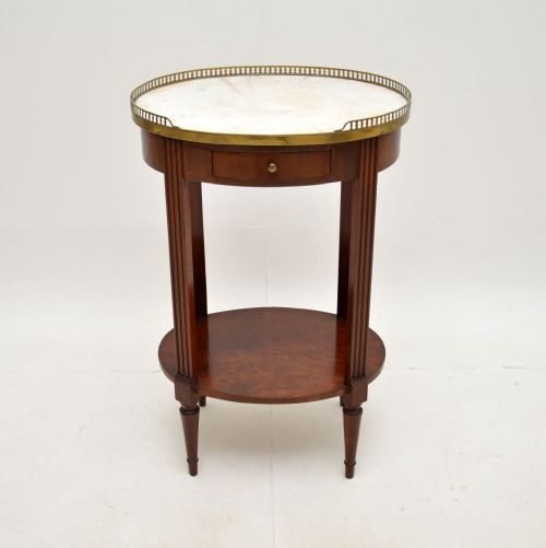 fig 1. Antique French Marble Top Walnut Side Table