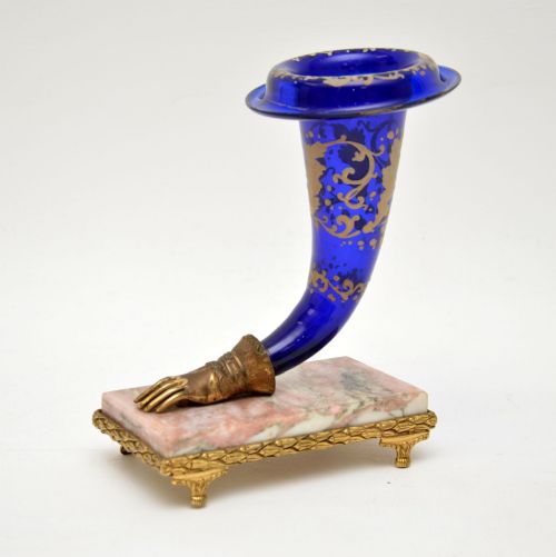 Antique French Empire Style Glass Cornucopia Vase
