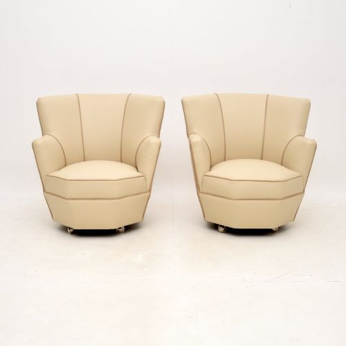 fig 1. Pair of Art Deco Leather and Suede Cocktail Armchairs