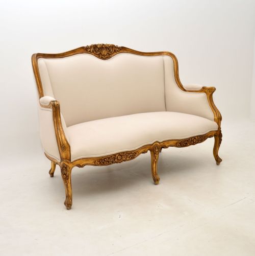 Antique French Louis Style Gilt Wood Sofa

