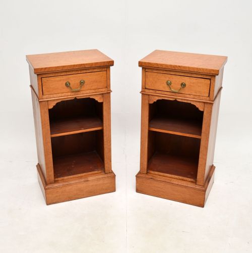 Pair of Antique Birds Eye Maple Bedside Cabinets
