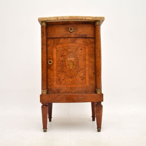 fig 1. Matched Pair of Antique French Marble Top Bedside Cabinets