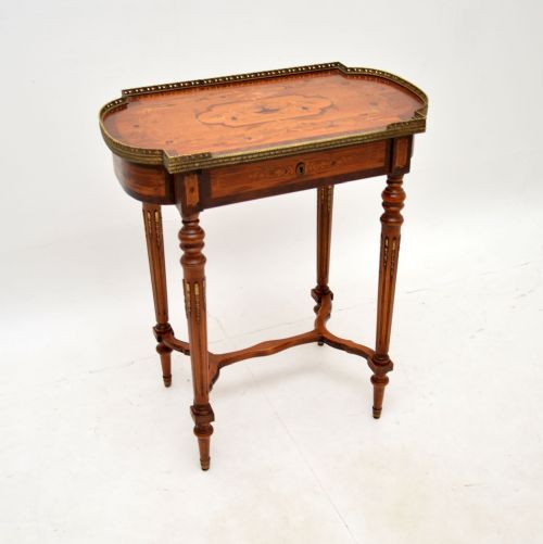 Antique French Inlaid Marquetry Side Table
