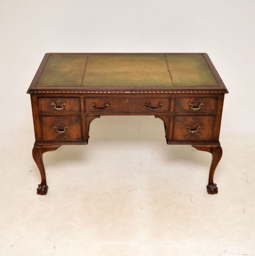 fig 1. Antique Chippendale Style Mahogany Leather Top Desk