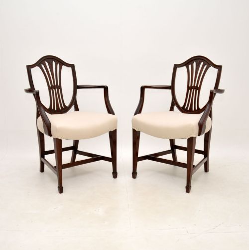 Pair of Antique Georgian Style Mahogany Carver Armchairs
