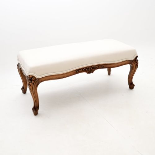 Antique French Carved Walnut Foot Stool
