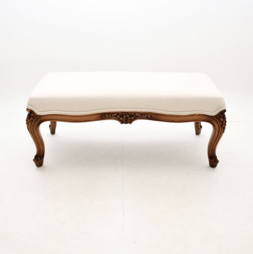 fig 1. Antique French Carved Walnut Foot Stool
