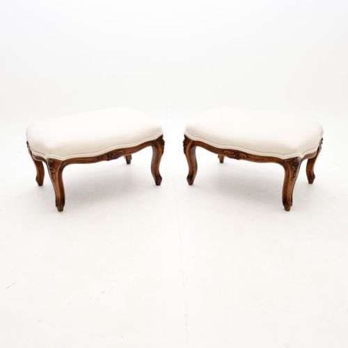 Pair of Antique French Walnut Foot Stools
