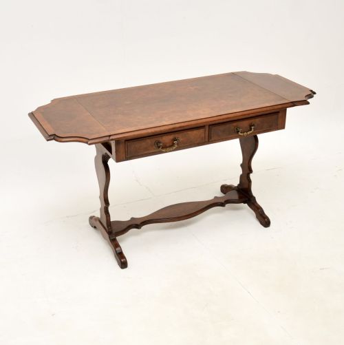 fig 1. Antique Burr Walnut Drop Leaf Coffee / Side Table
