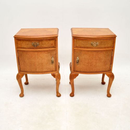 fig 1. Pair of Antique Burr Walnut Bedside Cabinets