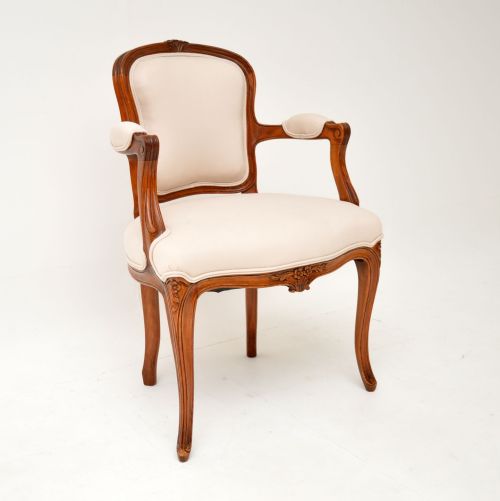 Antique French Walnut Salon Armchair
