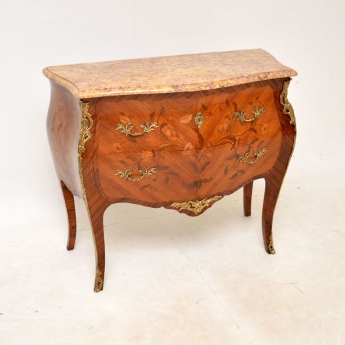 Antique French Marble Top Bombe Commode
