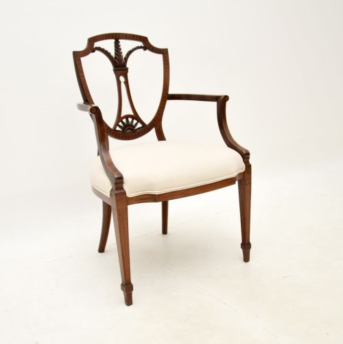 Antique Inlaid Mahogany Carver Armchair
