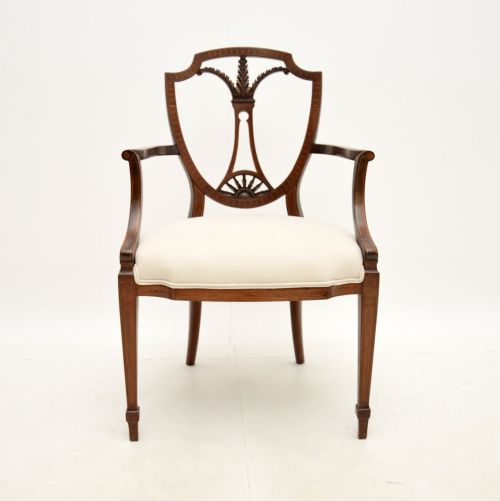 fig 1. Antique Inlaid Mahogany Carver Armchair